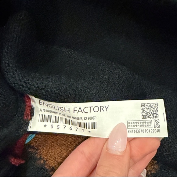 NWT Anthropologie English Factory Fuzzy Argule Crew Neck Sweater Dark Green - Picture 11 of 12